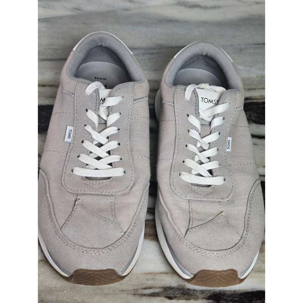 TOMS Mallow Heritage Canvas Grey White Low Top Jogger‎ Sneakers Mens 8.5